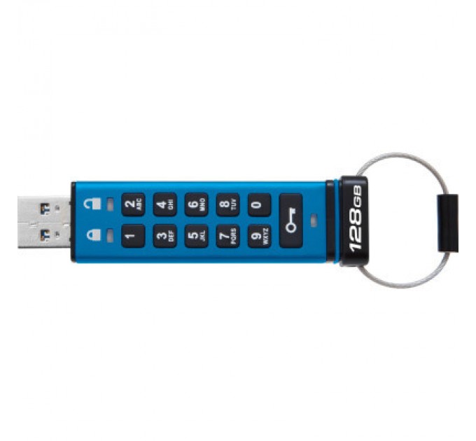 Kingston USB флеш накопичувач Kingston 128GB IronKey Keypad 200 AES-256 Encrypted Blue USB 3.2 (IKKP200/128GB)