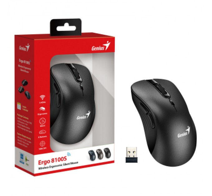 Genius Мишка Genius Ergo 8100S Wireless Black (31030040400)