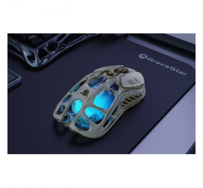 GravaStar Мишка GravaStar Mercury M1 Pro magnesium alloy body BT/WL/USB-A 4K RGB Battle-Worn (GRAVASTARM1PRO_WSM)