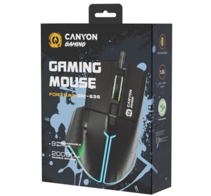 Canyon Мишка Canyon Fortnax GM-636 RGB USB Black (CND-SGM636B)