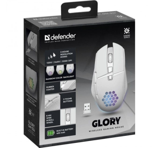 Defender Мишка Defender Glory GM-514 LED Wireless White (52513)
