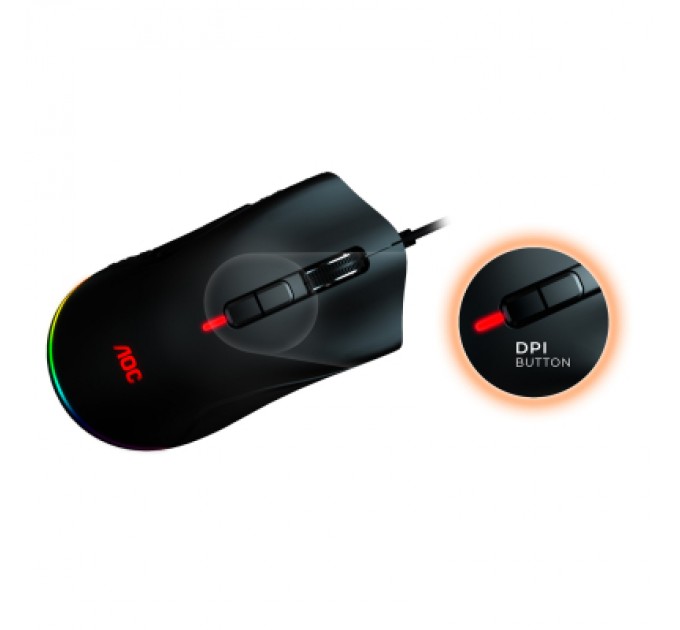 AOC Мишка AOC GM530 RGB PMW3389 Kailh switch USB Black (GM530B)