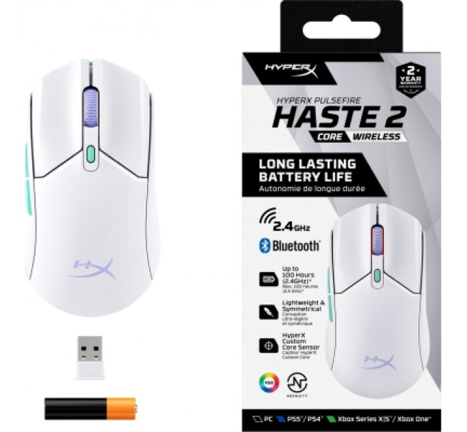 HyperX Мишка HyperX Pulsefire Haste 2 Core Wireless White (8R2E7AA)