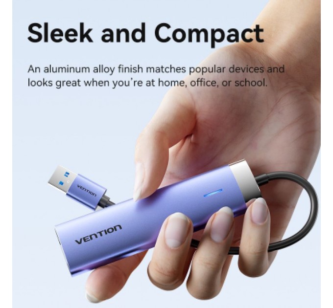 Vention Концентратор Vention USB 3.0 to USB 3.0x3/RJ45/Type-C Hub Blue Aluminum Alloy 5-in-1 (TGFSB)