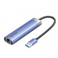 Vention Концентратор Vention USB 3.0 to USB 3.0x3/RJ45/Type-C Hub Blue Aluminum Alloy 5-in-1 (TGFSB)
