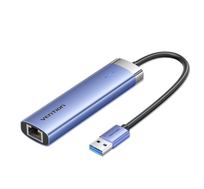 Vention Концентратор Vention USB 3.0 to USB 3.0x3/RJ45/Type-C Hub Blue Aluminum Alloy 5-in-1 (TGFSB)