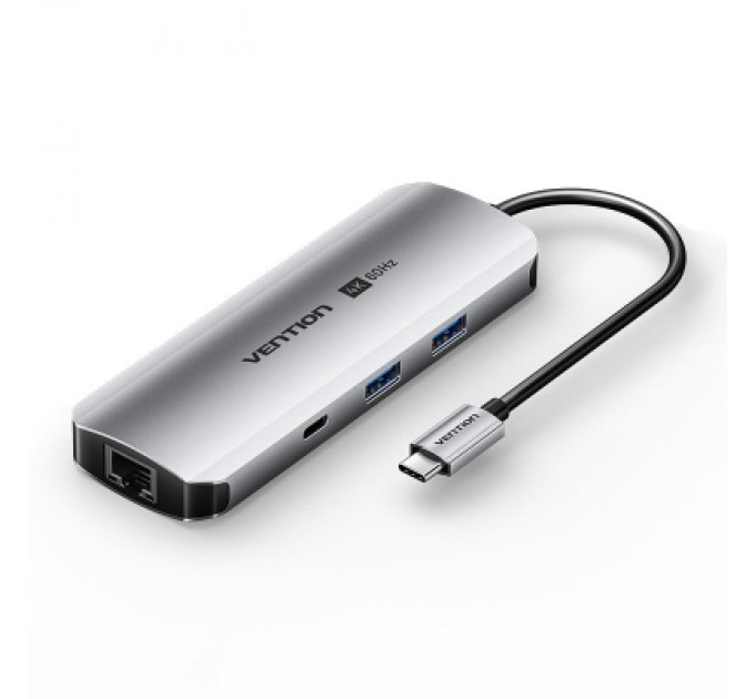 Vention Концентратор Vention USB 3.1 Type-C to HDMI 4K60Hz/USB 3.0x2/RJ45/SD/TF/3.5mm/PD 100W Hub 9-in-1 (TQMHB)