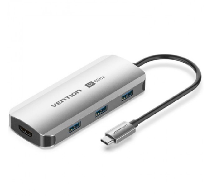 Vention Концентратор Vention USB 3.1 Type-C to HDMI 4K60Hz/USB 3.0x3/PD 100W 5-in-1 (TQDHB)