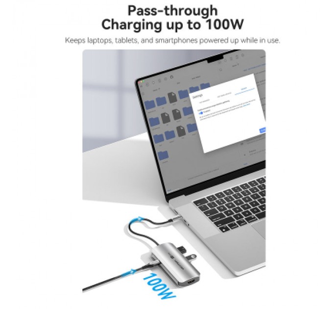 Vention Концентратор Vention USB 3.1 Type-C to HDMI 4K60Hz/USB 3.0x3/RJ45/PD 100W 6-in-1 (TQHHB)