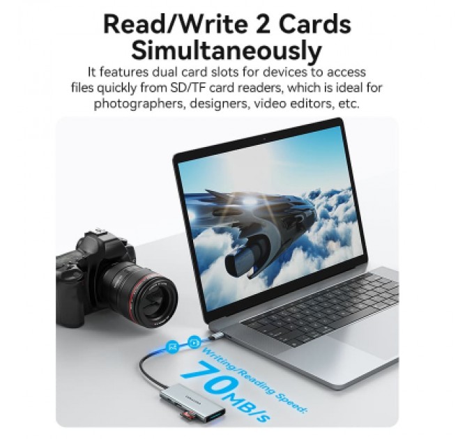 Vention Концентратор Vention USB 3.1 Type-C to HDMI/USB 3.0x3/SD/TF/PD 100W 7-in-1 (TOPHB)