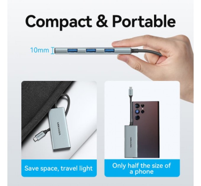 Vention Концентратор Vention USB 3.1 Type-C to HDMI/USB 3.0x3/SD/TF/PD 100W 7-in-1 (TOPHB)