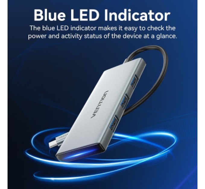 Vention Концентратор Vention USB 3.1 Type-C to HDMI/USB 3.0x3/SD/TF/PD 100W 7-in-1 (TOPHB)