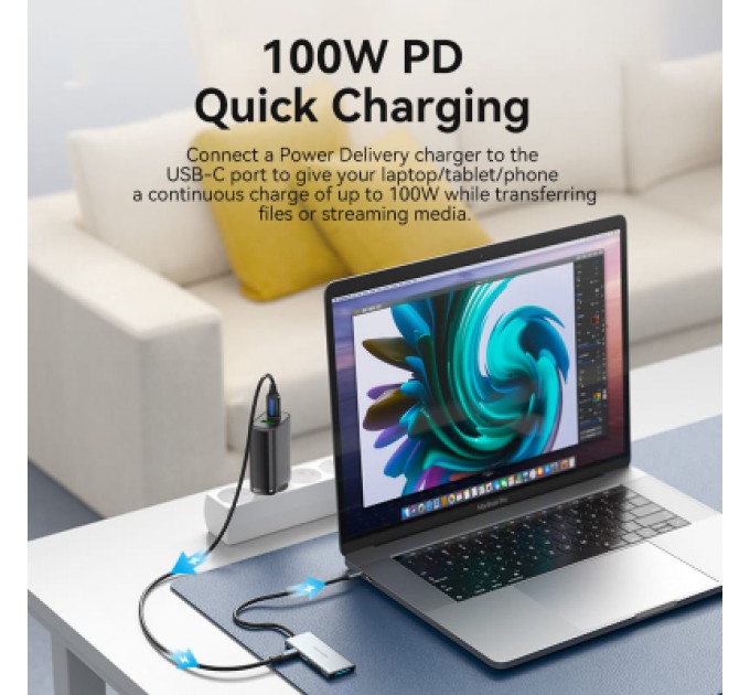 Vention Концентратор Vention USB 3.1 Type-C to HDMI/USB 3.0x3/SD/TF/PD 100W 7-in-1 (TOPHB)