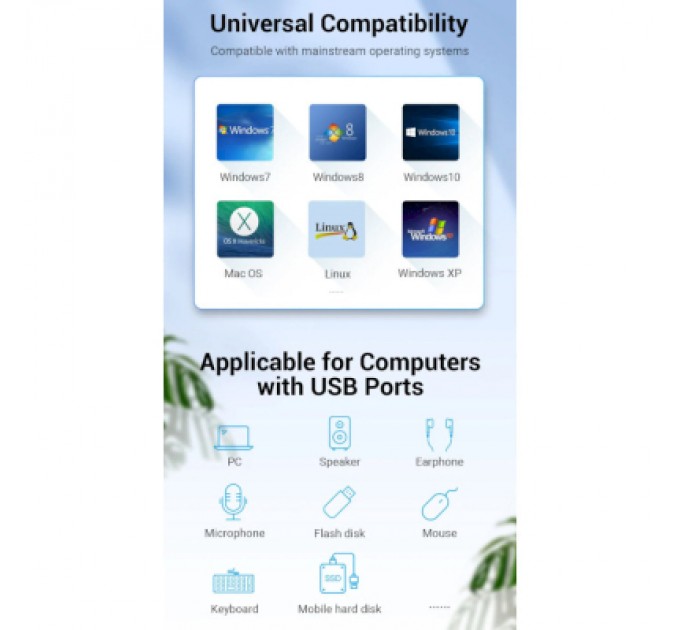 Vention Концентратор Vention USB 3.0 to 3хUSB 3.0/2хTRS Audio/USB Micro 1.0m (CHIBF)