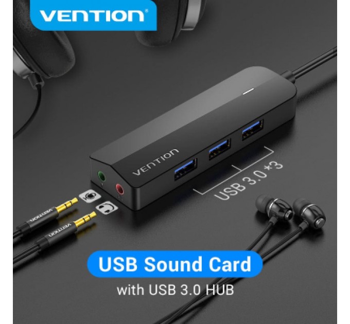 Vention Концентратор Vention USB 3.0 to 3хUSB 3.0/2хTRS Audio/USB Micro 1.0m (CHIBF)
