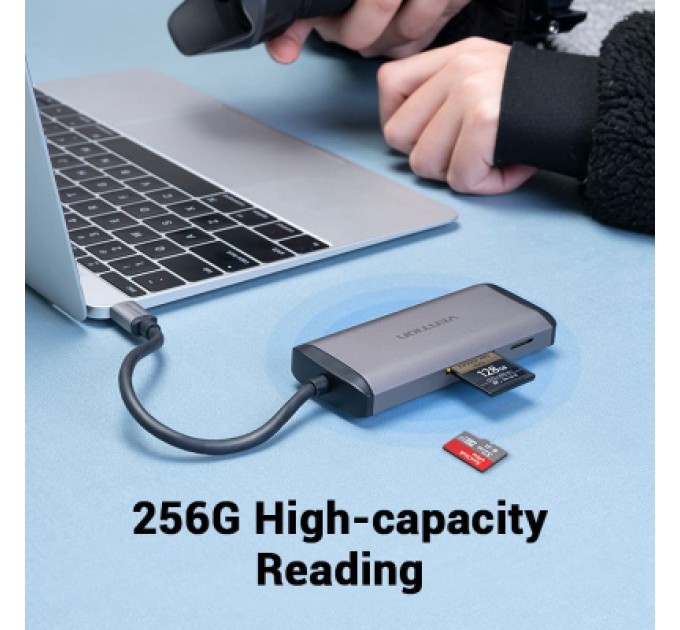 Vention Концентратор Vention USB 3.1 Type-C to 3хUSB 3.0/TF/SD/PD 87W 6-in-1 (TGRHB)