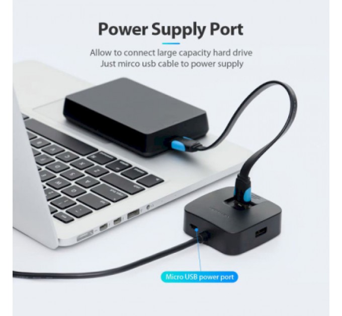 Vention Концентратор Vention USB 3.0 to 4хUSB 3.0 Black 1.0m (CHBBF)