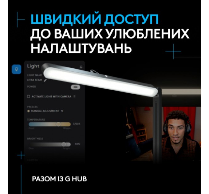 Logitech Настільна лампа Logitech Litra Beam LX Dual-Sided RGB Streaming Key Light (L946-000015)