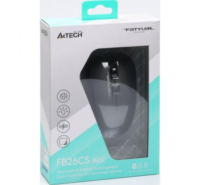 A4Tech Мишка A4Tech FB26CS Air2 Wireless/Bluetooth Smoky Grey (4711421999090)