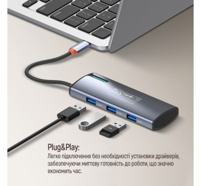 ColorWay Порт-реплікатор ColorWay Docking Station USB-C 5-в-1 Type C PD 100W/USB3.0х3/HDMI 4К (CW-HUB01)