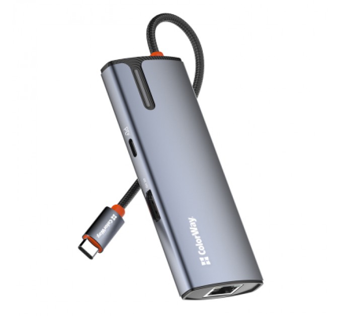 ColorWay Порт-реплікатор ColorWay Docking Station USB-C 6-в-1 Type C PD 100W/USB3.0х3/HDMI 4К/RJ45 (CW-HUB02)