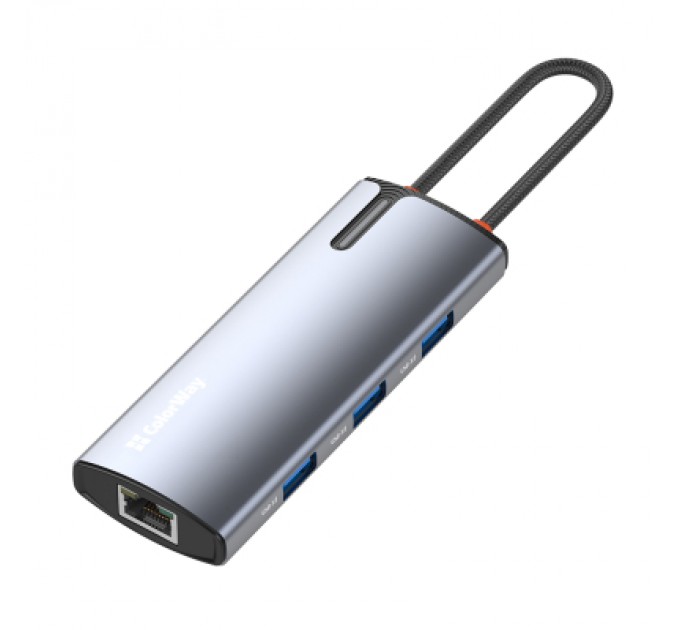 ColorWay Порт-реплікатор ColorWay Docking Station USB-C 6-в-1 Type C PD 100W/USB3.0х3/HDMI 4К/RJ45 (CW-HUB02)