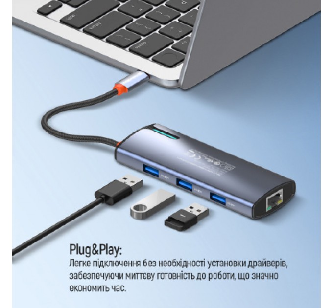 ColorWay Порт-реплікатор ColorWay Docking Station USB-C 6-в-1 Type C PD 100W/USB3.0х3/HDMI 4К/RJ45 (CW-HUB02)