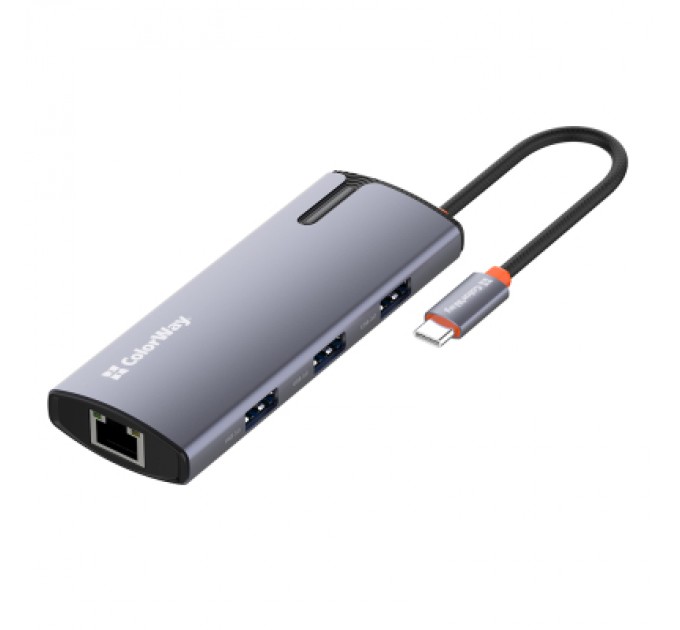 ColorWay Порт-реплікатор ColorWay Docking Station USB-C 6-в-1 Type C PD 100W/USB3.0х3/USB2.0/RJ45 (CW-HUB03)