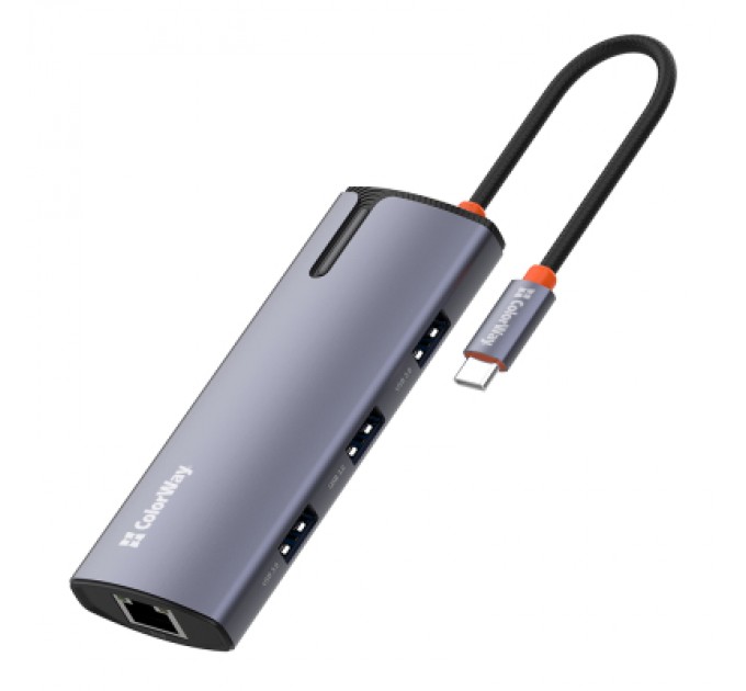 ColorWay Порт-реплікатор ColorWay Docking Station USB-C 6-в-1 Type C PD 100W/USB3.0х3/USB2.0/RJ45 (CW-HUB03)