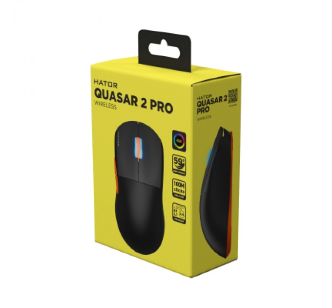 Hator Мишка Hator Quasar 2 Pro Wireless/Bluetooth/USB Black/Orange (HTM560BO)