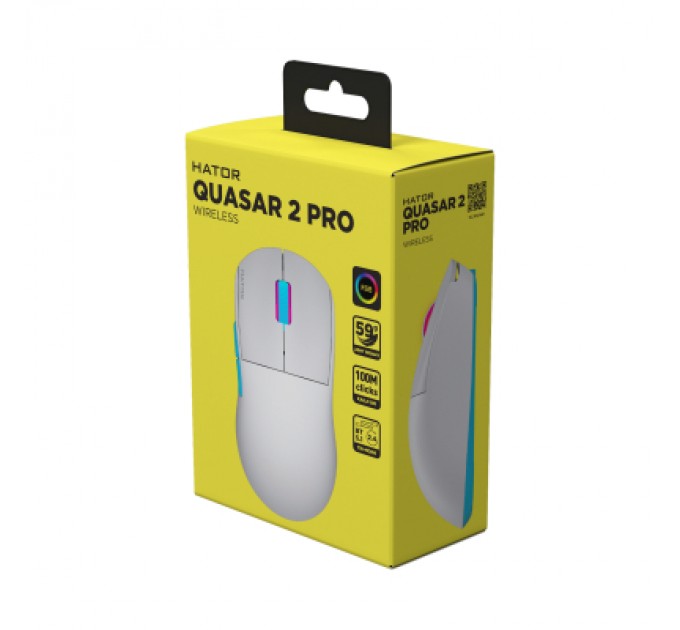 Hator Мишка Hator Quasar 2 Pro Wireless/Bluetooth/USB White/Cyan (HTM561WC)