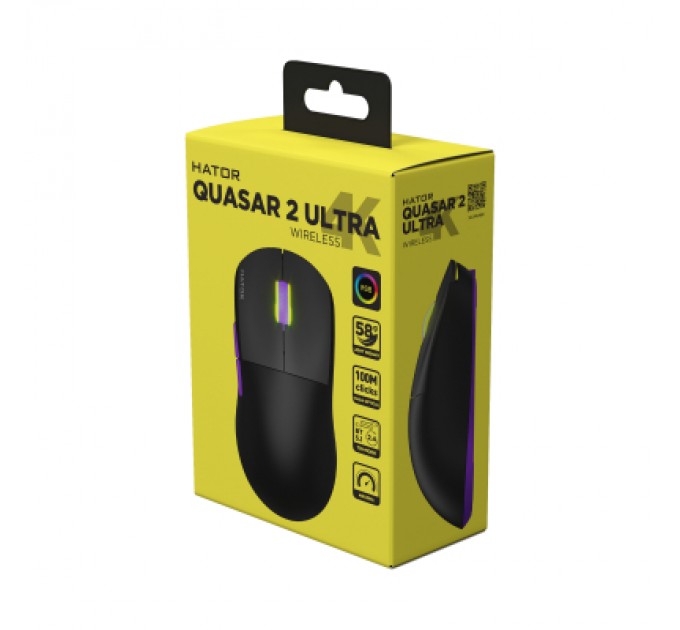 Hator Мишка Hator Quasar 2 Ultra 4K Wireless/Bluetooth/USB Black/Lilac (HTM570BL)