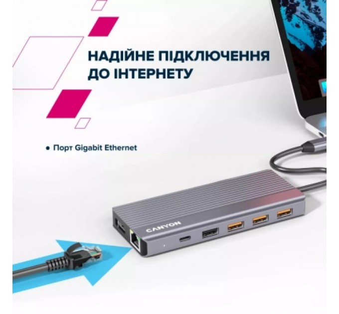 Canyon Порт-реплікатор Canyon Docking Station DS-16 13 in 1 4k USB-C hub (CNS-TDS16)