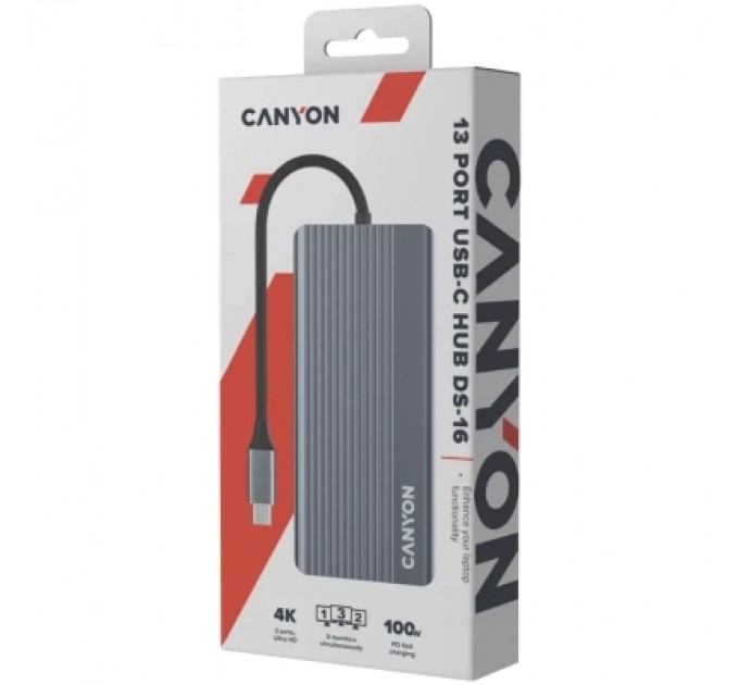 Canyon Порт-реплікатор Canyon Docking Station DS-16 13 in 1 4k USB-C hub (CNS-TDS16)