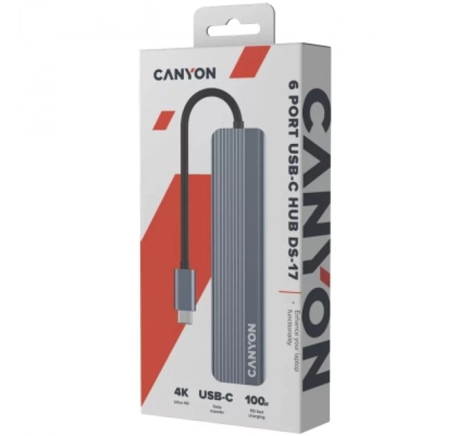 Canyon Порт-реплікатор Canyon Docking Station DS-17 6 in 1 4k USB-C hub (CNS-TDS17)