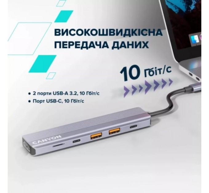 Canyon Порт-реплікатор Canyon Docking Station DS-17 6 in 1 4k USB-C hub (CNS-TDS17)