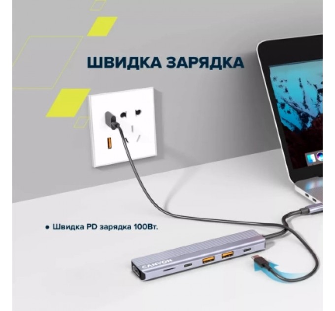 Canyon Порт-реплікатор Canyon Docking Station DS-17 6 in 1 4k USB-C hub (CNS-TDS17)