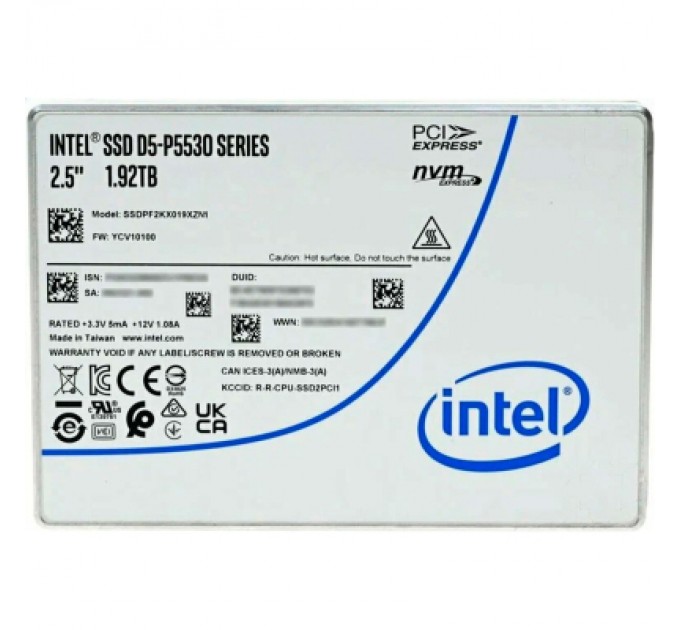 INTEL Накопичувач SSD U.2 2.5" 1.92TB D5-P5530 15mm INTEL (SSDPF2KX019XZN1)
