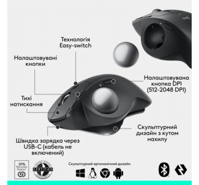 Logitech Мишка Logitech MX Ergo S Bluetooth Graphite (910-007260)