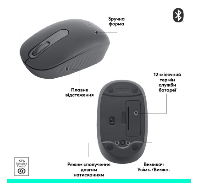 Logitech Мишка Logitech M196 Bluetooth Graphite (910-007459)