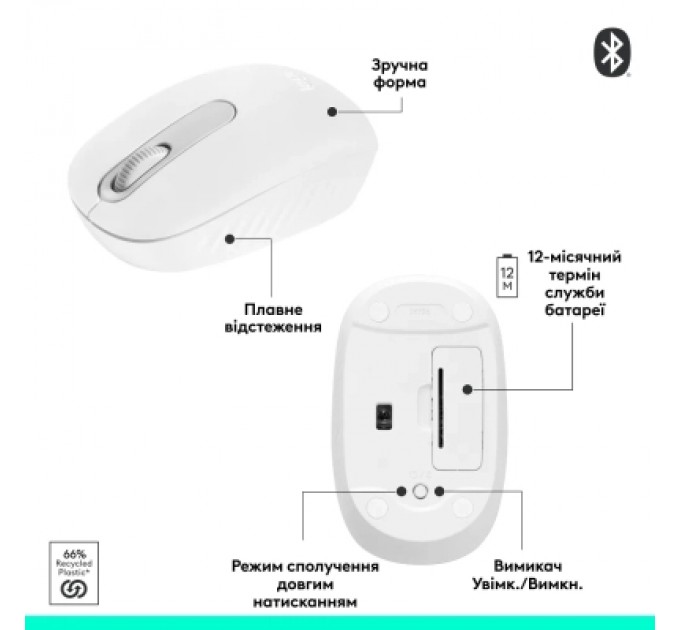 Logitech Мишка Logitech M196 Bluetooth Off-White (910-007460)