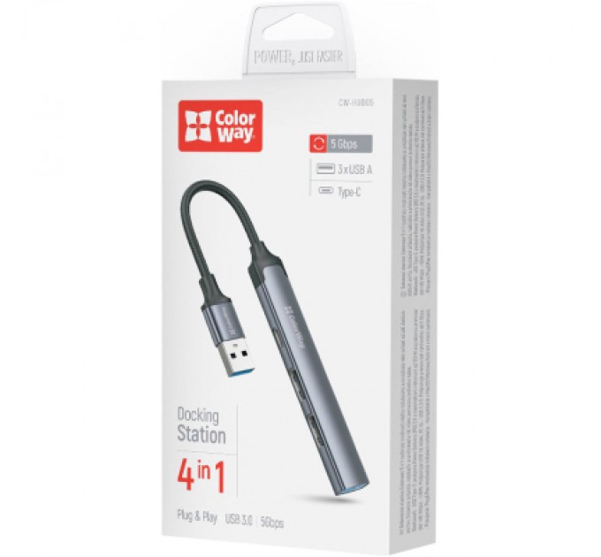 ColorWay Концентратор ColorWay USB-A 4-в-1 USB2.0х3/USB3.0 (CW-HUB05)