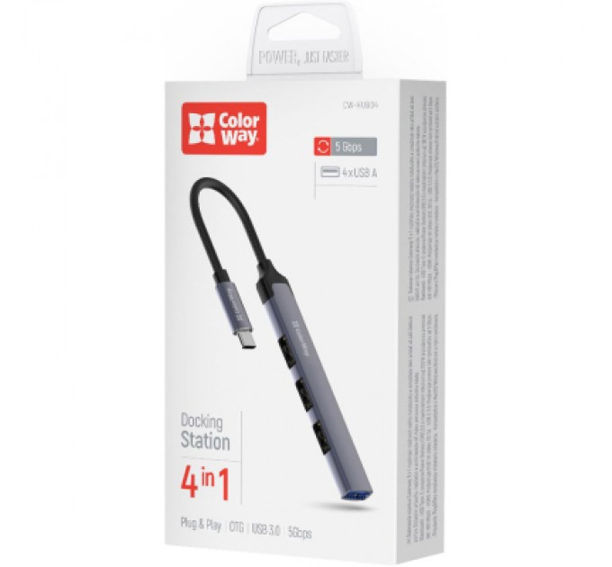 ColorWay Концентратор ColorWay USB-C 4-в-1 USB2.0х3/USB3.0 (CW-HUB04)