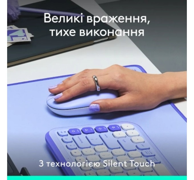 Logitech Мишка Logitech POP Mouse With Emoji Bluetooth Lilac (910-007414)