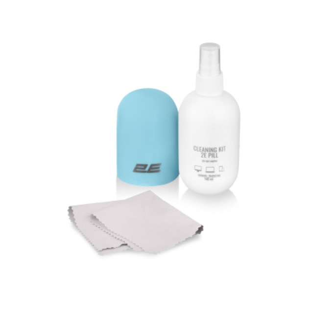 2E Спрей для очищення 2E PILL 140ml for office equipment +Microfibre 20 cm, white-blue (2E-SK140BL)