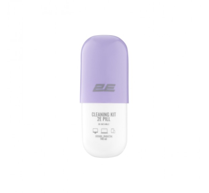 2E Спрей для очищення 2E PILL 140ml Liquid for office equipment +Microfibre 20 cm, white-lilac (2E-SK140LC)