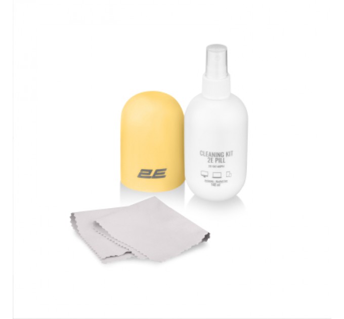 2E Спрей для очищення 2E PILL 140ml for office equipment +Microfibre 20 cm, white-yellow (2E-SK140YW)