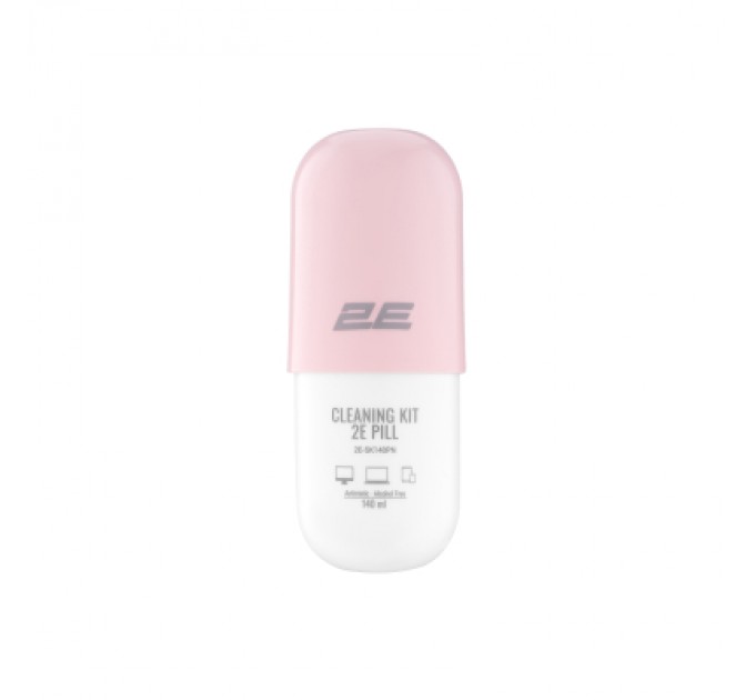 2E Спрей для очищення 2E PILL 140ml for office equipment +Microfibre 20 cm, white-pink (2E-SK140PN)