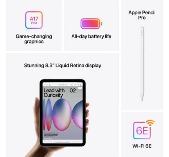 Apple Планшет Apple iPad mini 2024 Wi-Fi 256GB Starlight (MXND3NF/A)