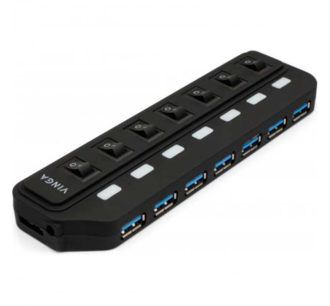 Vinga Концентратор Vinga USB3.0 to 7*USB3.0 1m cable with Switch and Power Adapter (VHA3A7B)